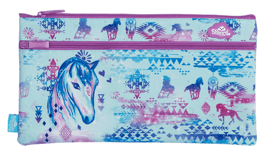 Twin Zip Pencil Case - Aztec Horse