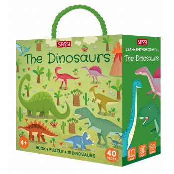 Sassi 3D Puzzle and Book Set - Learn Words Dinosaurs