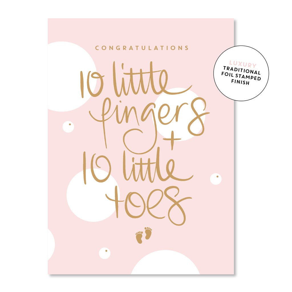 10 Fingers and Toes Card - Pink