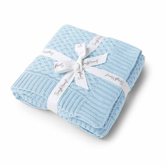 Baby Blue Diamond Knit Organic Baby Blanket