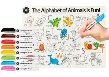 Colour In Placemat Animal Alphabet + 8pk markers
