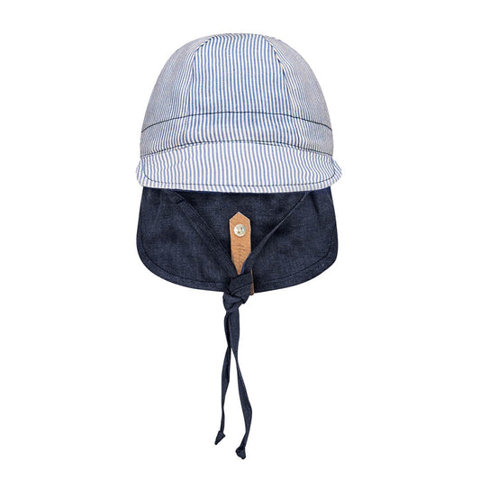 'Lounger' Flap Sun Hat - Charlie/Indigo