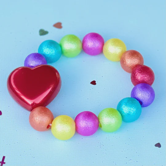Beaded Bracelet - Rainbow Heart