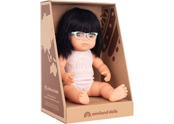 Miniland Baby Doll - Asian Girl with Glasses 38cm