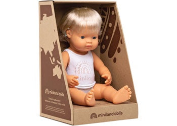 Miniland Baby Doll - Caucasian Girl with Hearing Aid 38cm