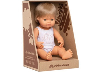 Miniland Baby Doll - Caucasian Dirty Blonde Boy 38cm