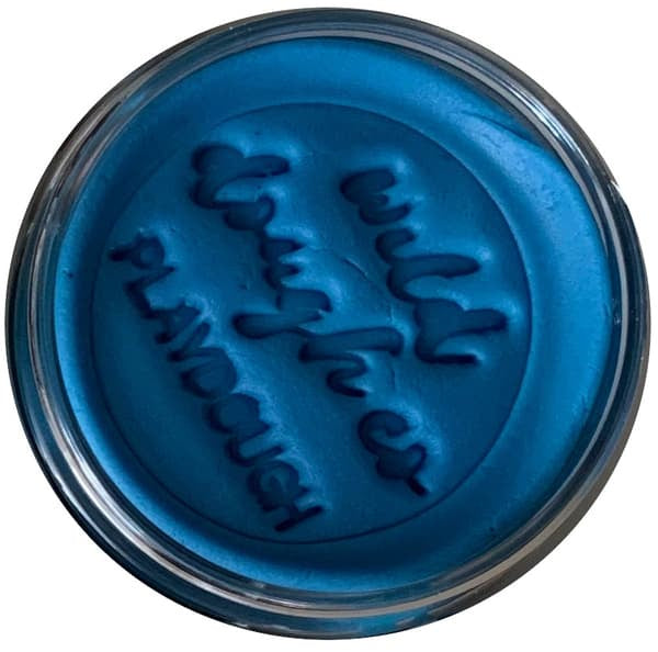 Pacific blue playdough with blueberry scent.