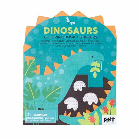 Petit Collage Colouring Book with Stickers - Dinosaur