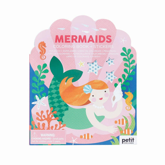 Petit Collage Colouring Book with Stickers - Mermaids