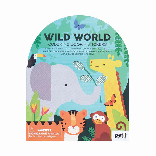 Petit Collage Colouring Book with Stickers -Wild World