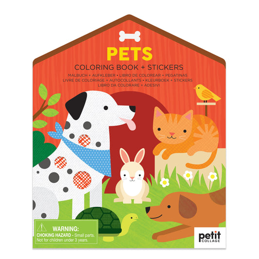 Petit Collage Colouring Book with Stickers - Pets