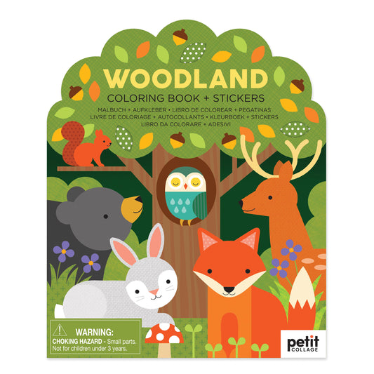Petit Collage Colouring Book with Stickers - Woodland