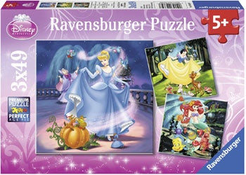 Snow White, Cinderella and Ariel Puzzle 3x49 pieces