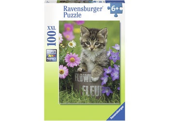 Kitten among the Flowers Puzzle - 100 piece