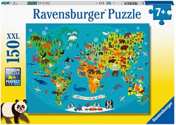 Animal World Map Puzzle - 150 piece
