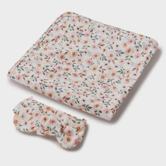 Organic Jersey Wrap & Topknot Set - Spring Floral