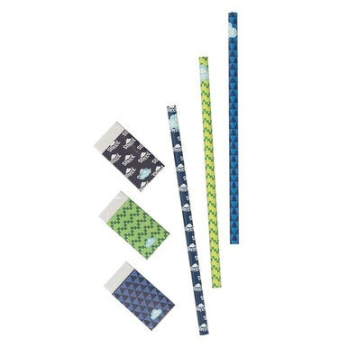 Lead Pencil and Eraser Set - Blue and Green